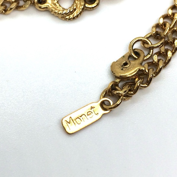 VINTAGE MONET GOLD TONE CHAIN LINK NECKLACE 27" LONG CIRCLE STATIONS LUXURIOUS - Picture 14 of 16